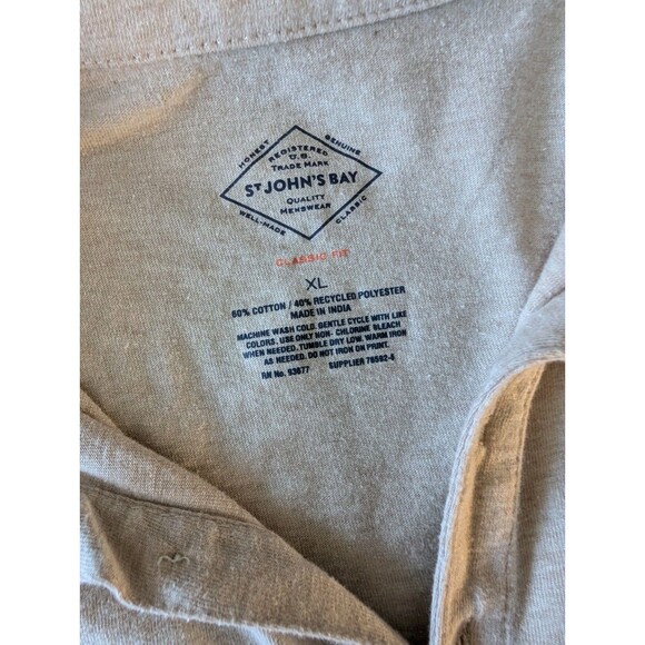 St Johns Bay Men's Beige Tan Collared Cotton Polo Lightweight Dadcore Prep XL - Picture 2 of 7